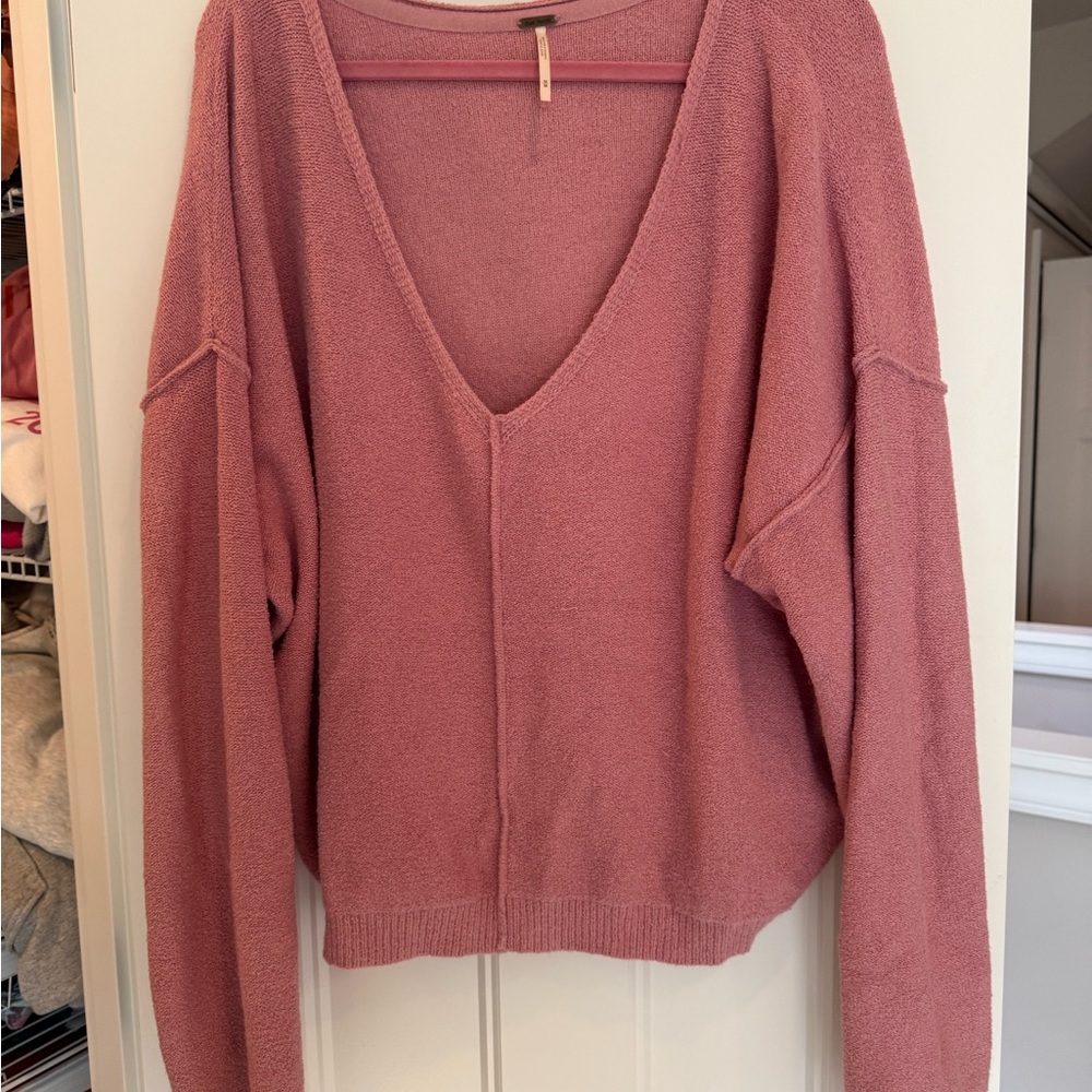 Free People Dusty Rose V-Neck Sweater